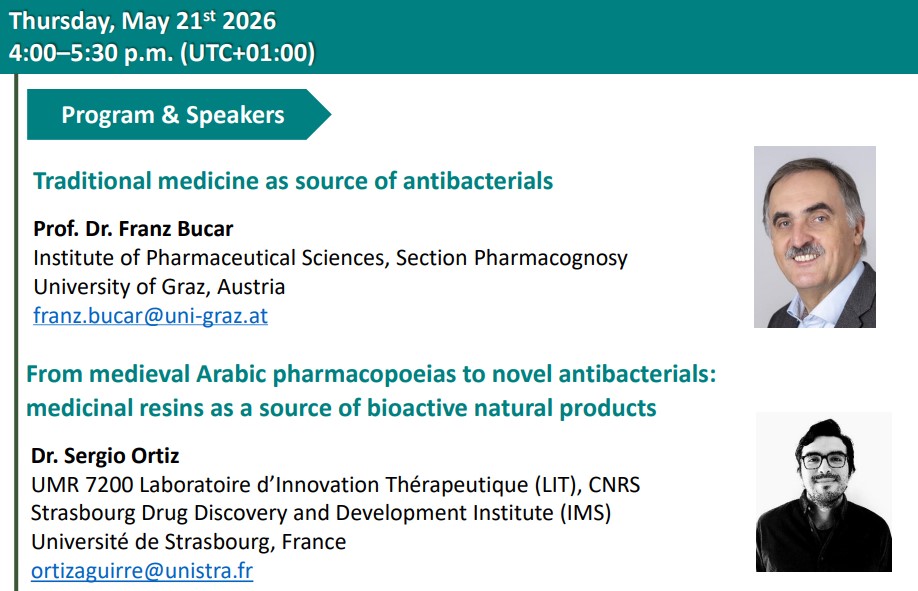 IMG PSE Webinars Series 2026: Traditional pharmacopeias for the discovery of new antibacterials